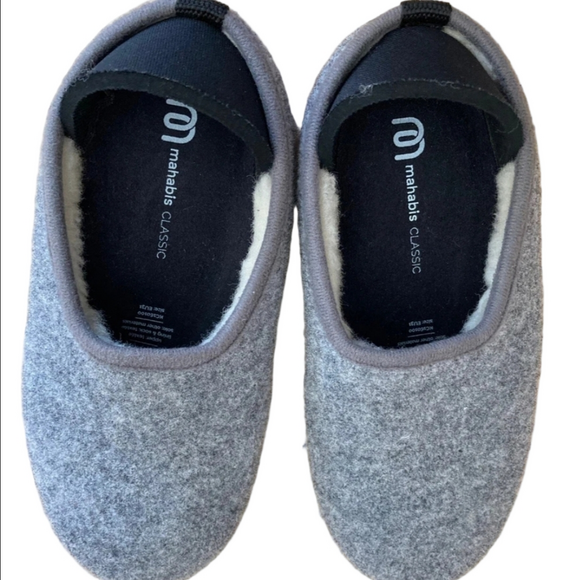 Mahabis Kids's Classic Wool Slippers Dark Grey Green Sole Kids Size EU 28 US 11 - Picture 2 of 9
